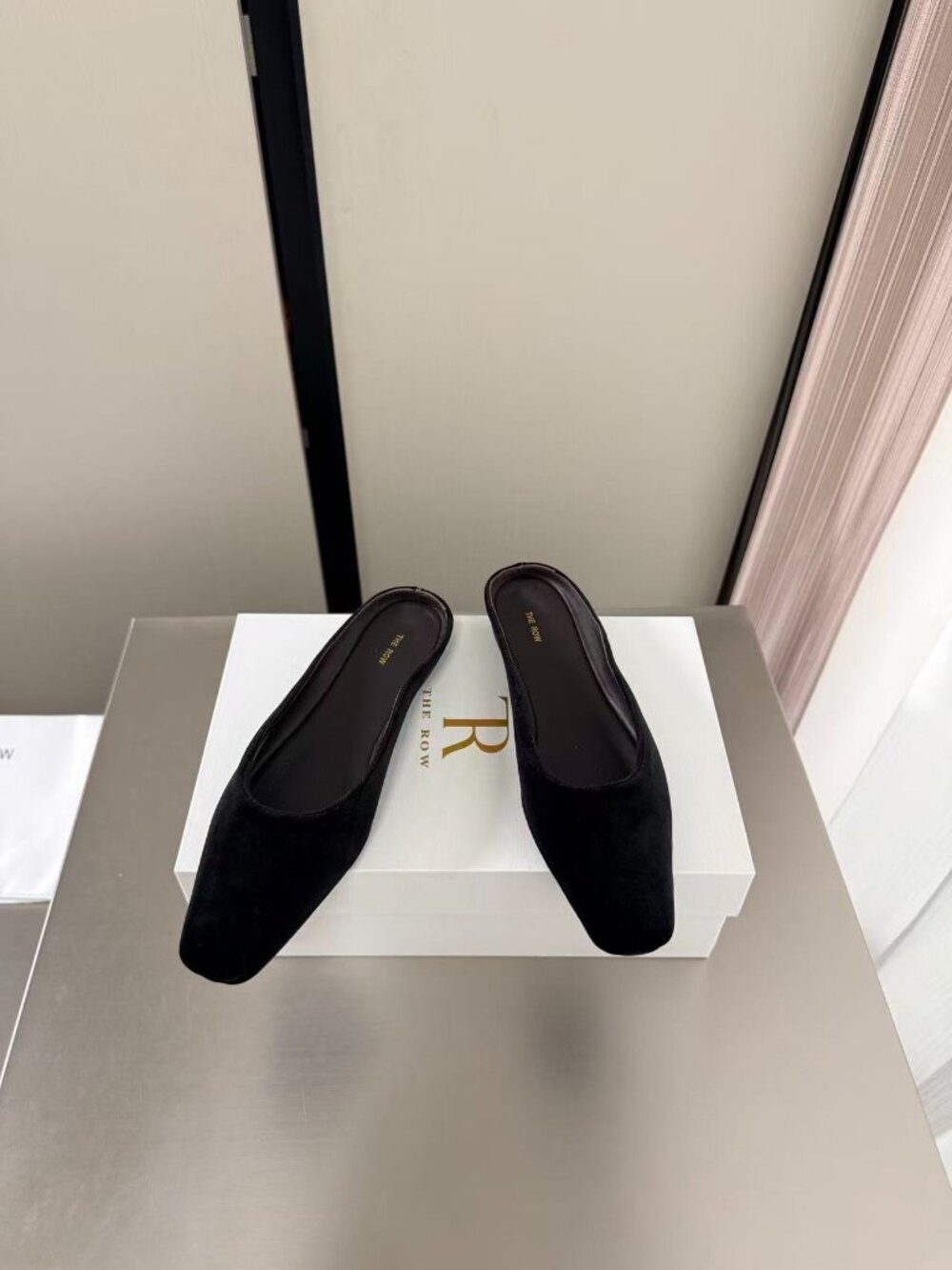 The Row Black Suede Square Toe Slip On Mule Flat - Picture 7 of 7